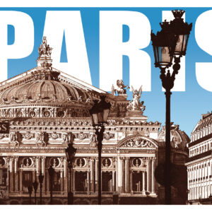 L'Opéra Garnier à Paris - sépia ciel bleu