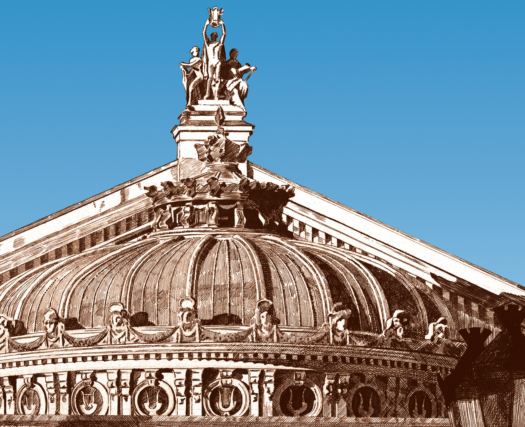 L'Opéra Garnier à Paris - sépia ciel bleu – Image 3