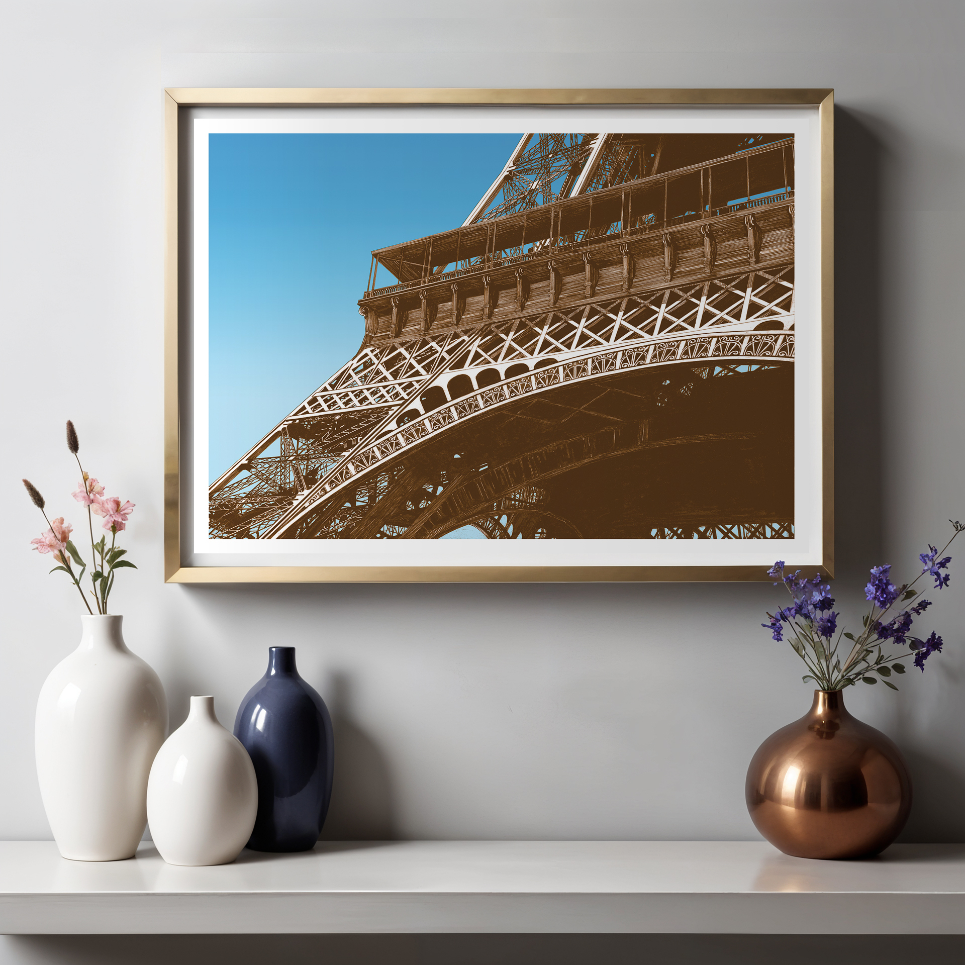 Tour Eiffel - sépia ciel bleu – Image 6