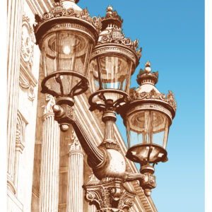 Réverbères à la Concorde - sépia ciel bleu