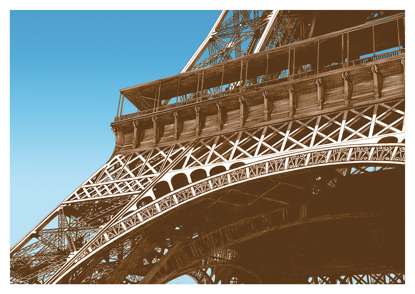 Tour Eiffel - sépia ciel bleu