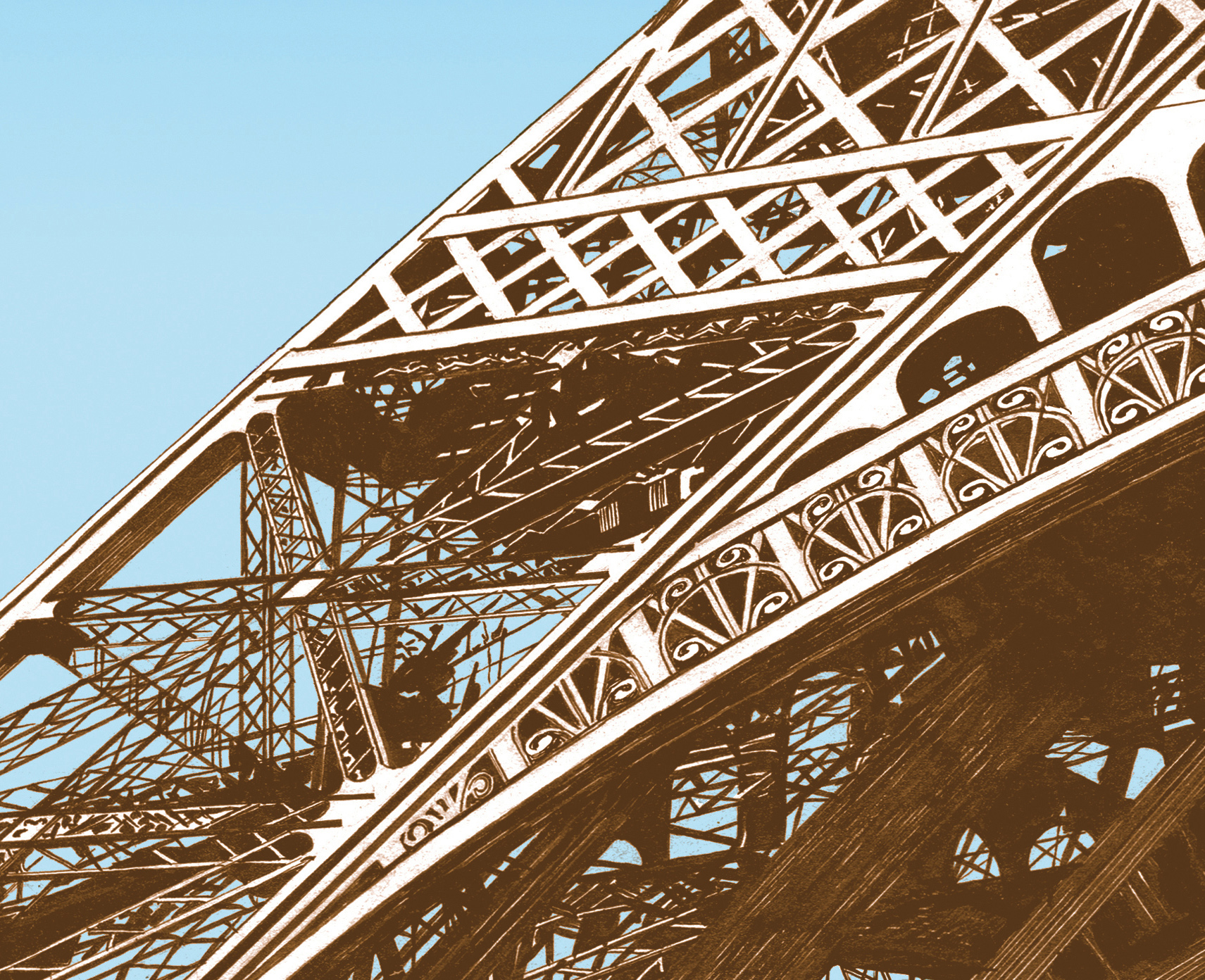 Tour Eiffel - sépia ciel bleu – Image 3