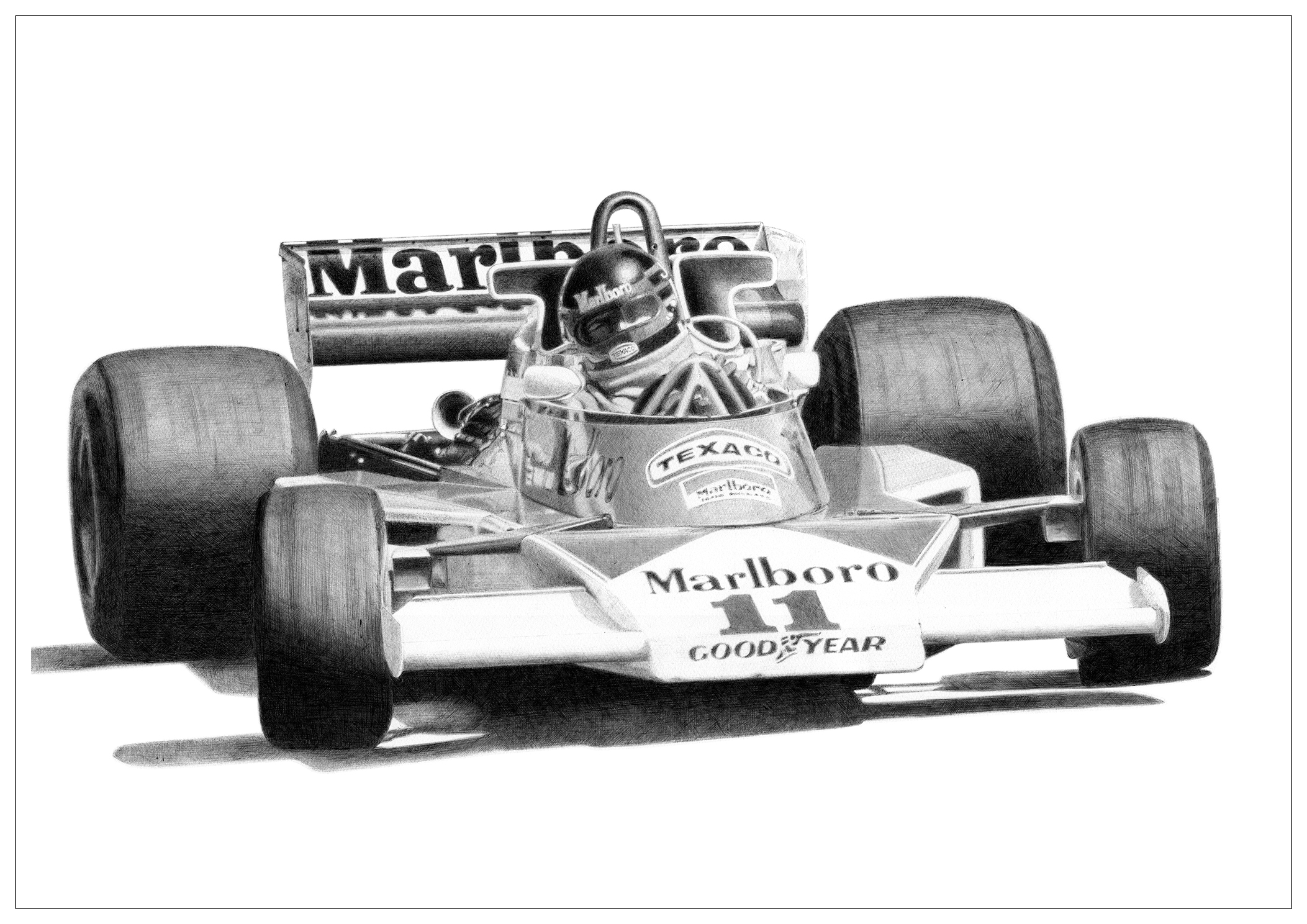 James Hunt – 1976 - noir et blanc