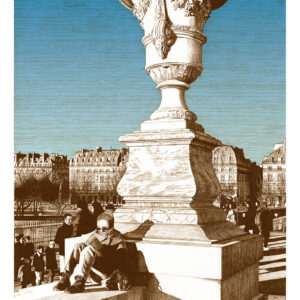 La liseuse des Tuilerie - sépia ciel bleu